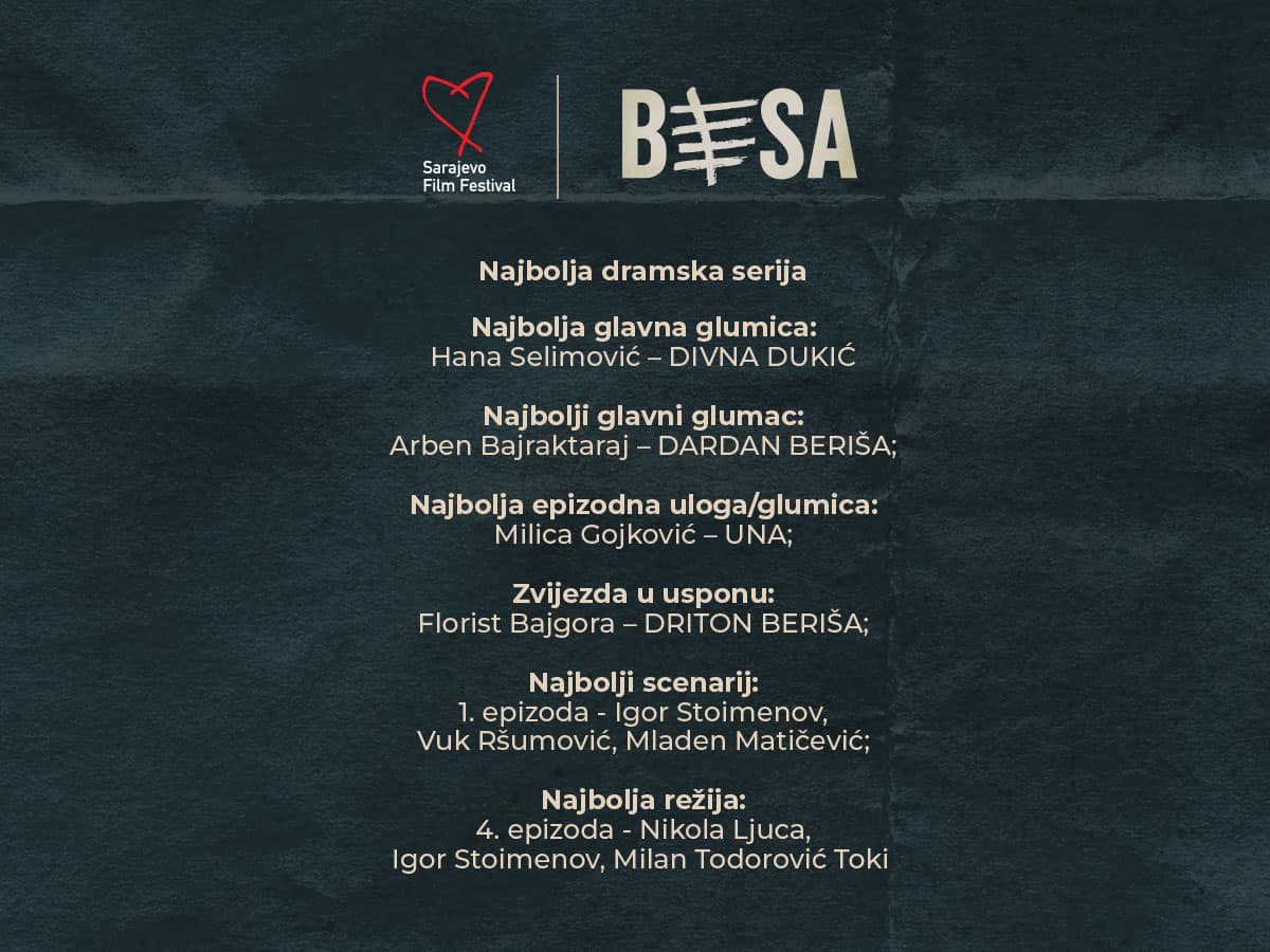 Serija Besa nominovana u čak 7 od 8 kategorija na Sarajevo Film Festivalu